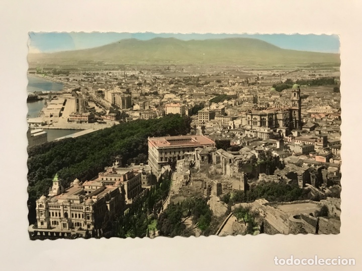 Postales: MALAGA, Postal Coloreada No.13, Vista parcial, Edic., Garc&iacute;a Garrabella (a.1961) dedicada
