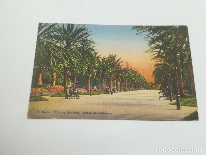 Postcards: TARJETA POSTAL. CADIZ. PARQUE GENOV&Eacute;S. PASEO DE PALMERAS. 9. ED GUILLERMO UHL