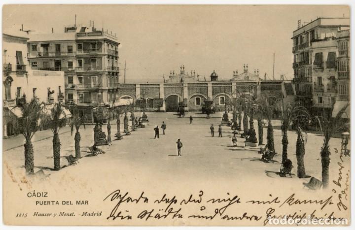 Postcards: ea1209 cadiz puerta del mar hauser y menet n&ordm;1215 circulada 1906 falta sello