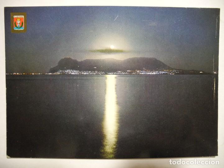 Postales: Algeciras. Vista nocturna del Pe&ntilde;&oacute;n de Gibraltar. Ed. Subirats n. 22. Escrita