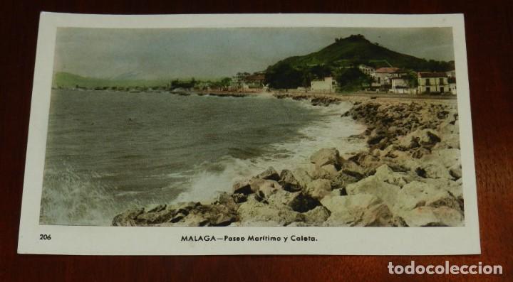 Postkarten: TARJETA POSTAL DE M&Aacute;LAGA - PASEO MARITIMO Y CALETA. N&ordm; 206. EDICIONES ARRIBAS. NO CIRCULADA.
