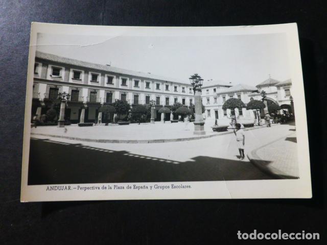 Cartoline: ANDUJAR JAEN PERSPECTIVA DE LA PLAZA DE ESPA&Ntilde;A Y GRUPOS ESCOLARES