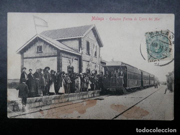 MALAGA ESTACION FERREA DE TORRE DEL MAR POSTAL CIRCULADA EN 1911 (Postales - España - Andalucía Antigua (hasta 1939))
