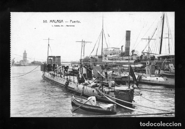 Postkarten: CURIOSA POSTAL DE MALAGA BARCOS TORPEDEROS EN EL PUERTO A&Ntilde;OS 1920/30 S/C RARA
