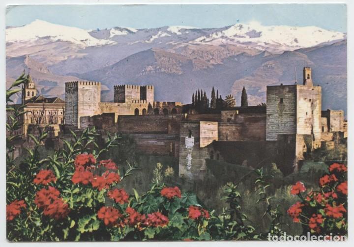Postales: N&ordm; 1344-GRANADA. Vista general de la Alhambra y Sierra Nevada. ED. BEASCOA