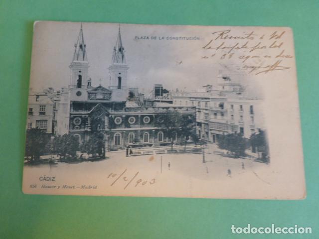 Postais: CADIZ PLAZA DE LA CONSTITUCION HAUSER Y MENET SIN DIVIDIR N&ordm; 856
