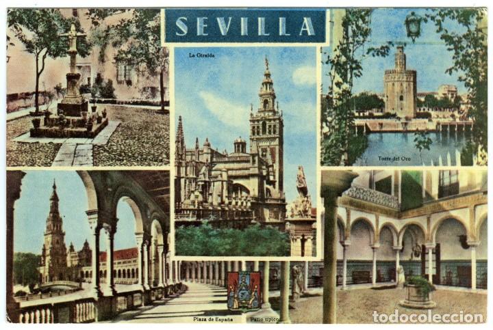 Postales: N&ordm; 6-SEVILLA. Diversos aspectos. Escrita en 1962. ED. HELIOTIPIA ART&Iacute;STICA ESPA&Ntilde;OLA