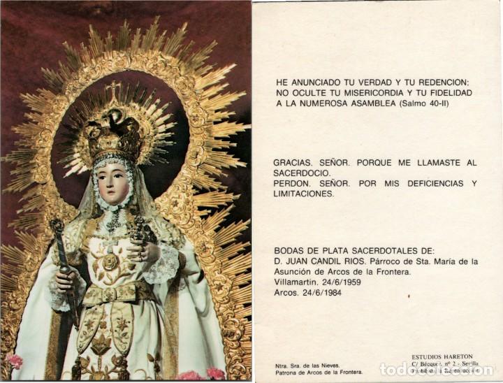 Postales: Arcos de la Frontera - Ntra. Sra. de las Nieves - Postal como recordatorio Bodas Plata Sacerdotales