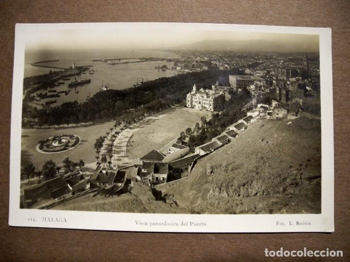 Postales: Malaga. Vista panor&aacute;mica del puerto. Fot. L. Roisin n. 114. Nueva