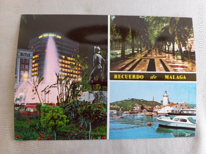 Postales: RECUERDO DE MALAGA PASEO FAROLA FUENTE MARINA COSTA DEL SOL 1969 49 ED. INTER POSTAL SIN CIRCULAR