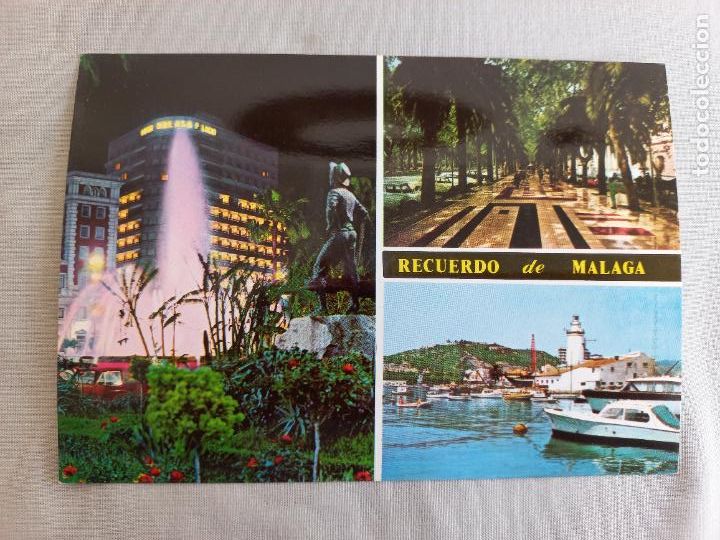Postales: RECUERDO DE MALAGA PASEO FAROLA FUENTE MARINA COSTA DEL SOL 1969 49 ED. INTER POSTAL SIN CIRCULAR