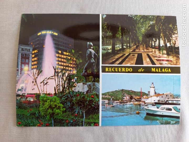 Postales: RECUERDO DE MALAGA PASEO FAROLA FUENTE MARINA COSTA DEL SOL 1969 49 ED. INTER POSTAL SIN CIRCULAR