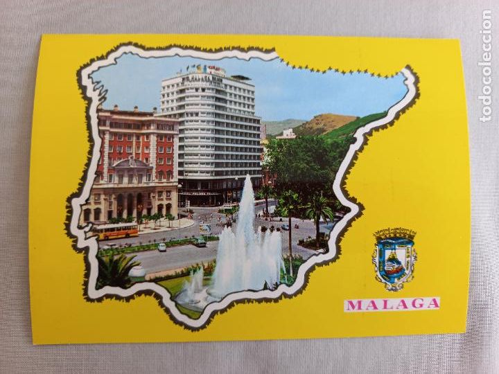 Postales: MALAGA FUENTE DE LA MARINA HOTEL MALAGA PALACIO COSTA DEL SOL 1969 44 ED. INTER POSTAL SIN CIRCULAR