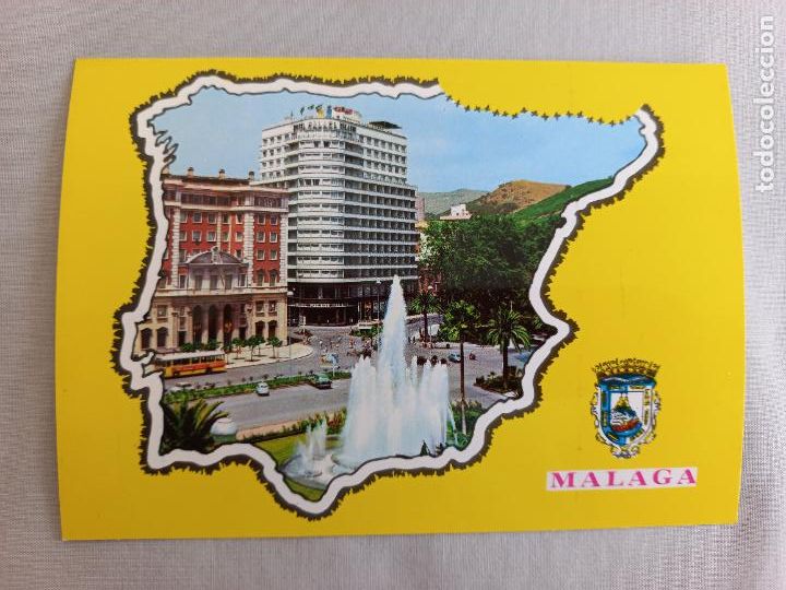 Postales: MALAGA FUENTE DE LA MARINA HOTEL MALAGA PALACIO COSTA DEL SOL 1969 44 ED. INTER POSTAL SIN CIRCULAR