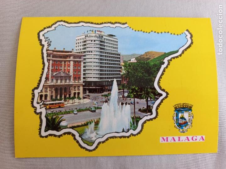Postales: MALAGA FUENTE DE LA MARINA HOTEL MALAGA PALACIO COSTA DEL SOL 1969 44 ED. INTER POSTAL SIN CIRCULAR