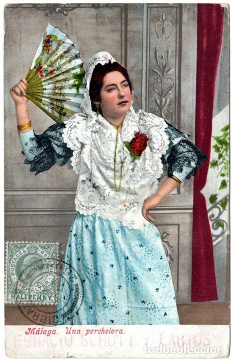 Postales: PRECIOSA POSTAL - MALAGA - UNA PERCHERA - COLECCION PAPELERIA CATALANA N&Uacute;M.34 - PURGER & Co. 2409