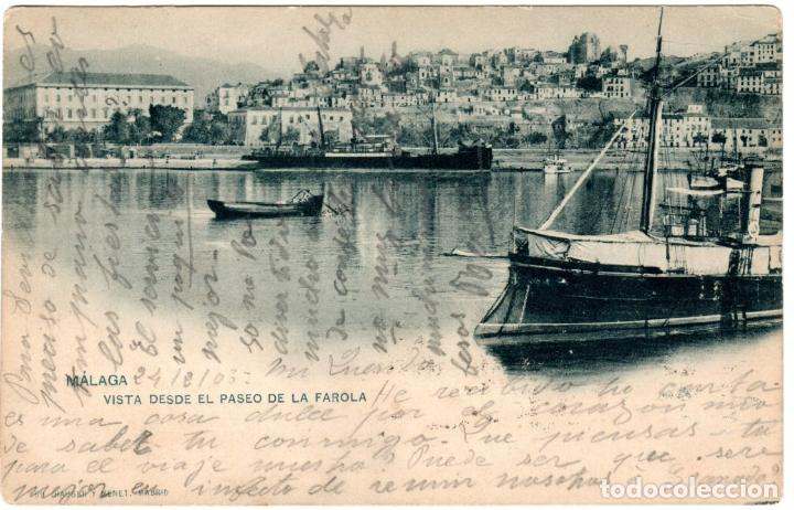 Postales: PRECIOSA POSTAL - MALAGA - VISTA DESDE EL PASEO DE LA FAROLA - 69 HAUSER Y MENET