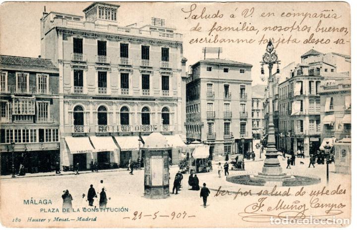 Postales: PRECIOSA POSTAL - MALAGA - PLAZA DE LA CONSTISTUCION - 180 HAUSER Y MENET