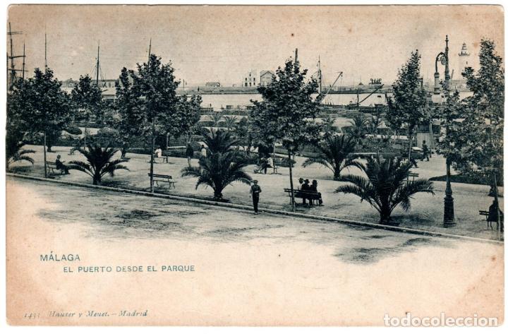 Postales: PRECIOSA POSTAL - MALAGA - EL PUERTO DESDE EL PARQUE - 1433 HAUSER Y MENET