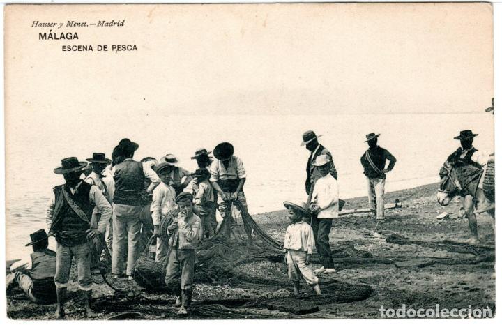 Postales: PRECIOSA POSTAL - MALAGA - ESCENA DE PESCA - HAUSER Y MENET
