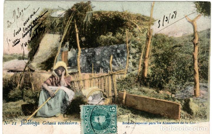 Postales: PRECIOSA POSTAL - MALAGA - GITANA VENDEDORA, N&ordm;.II - EDICION ESPECIAL PARA LOS ALMACENES DE LA LLAVE