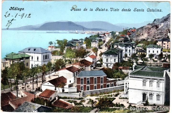Postales: PRECIOSA POSTAL - MALAGA - PASEO DE LA GALETA - VISTO DESDE SANTA CATALINA - PURGER & Co. 5860