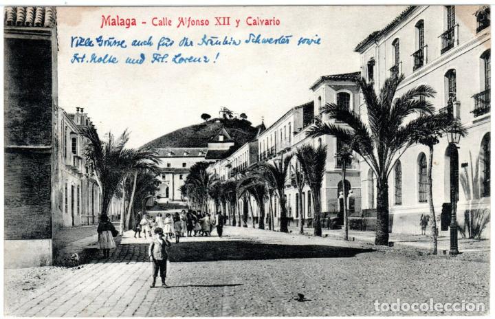 Postales: BONITA POSTAL - MALAGA - CALLE ALFONSO XII Y CALVARIO