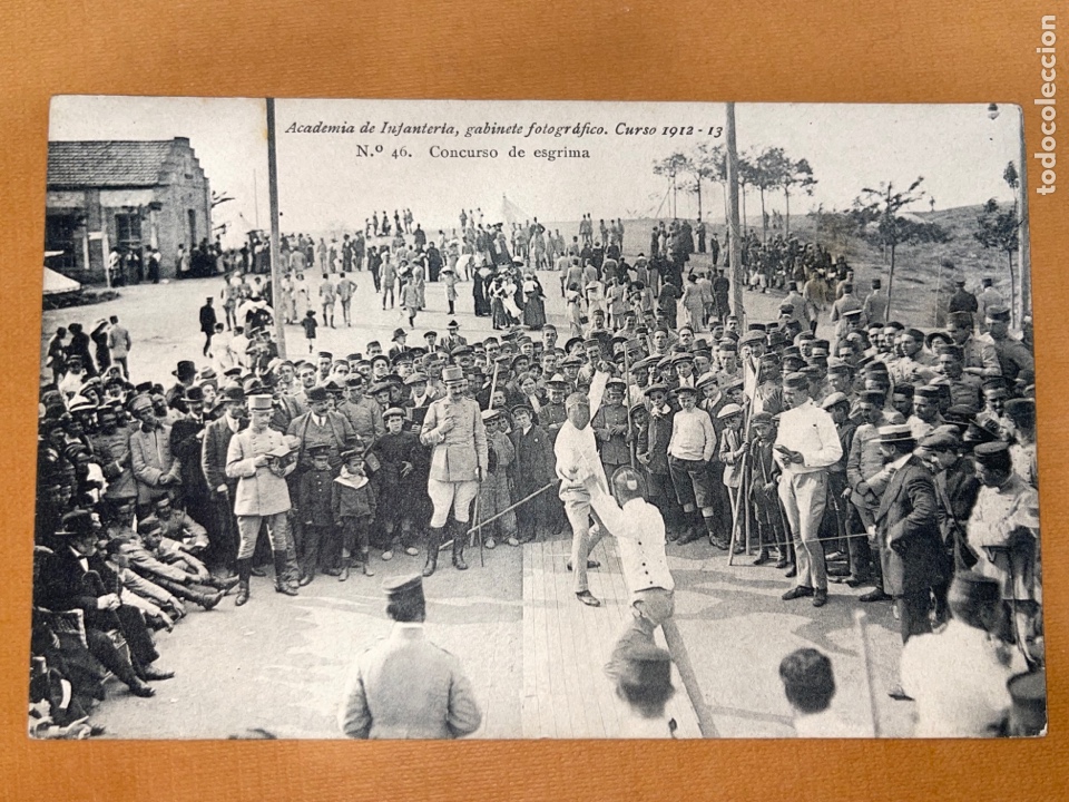 Postales: P-774 Antigua postal de academia de la infanter&iacute;a curso 1912-13. Concurso de esgrima. Escrita