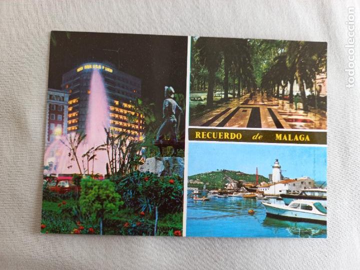 Postales: RECUERDO MALAGA N&ordm; 40 FUENTE MARINA PASEO PARQUE FAROLA EDITORIAL SAETA A&Ntilde;OS 60 POSTAL SIN CIRCULAR
