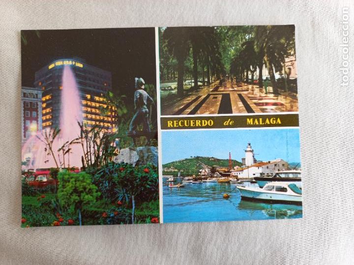 Postales: RECUERDO MALAGA N&ordm; 40 FUENTE MARINA PASEO PARQUE FAROLA EDITORIAL SAETA A&Ntilde;OS 60 POSTAL SIN CIRCULAR
