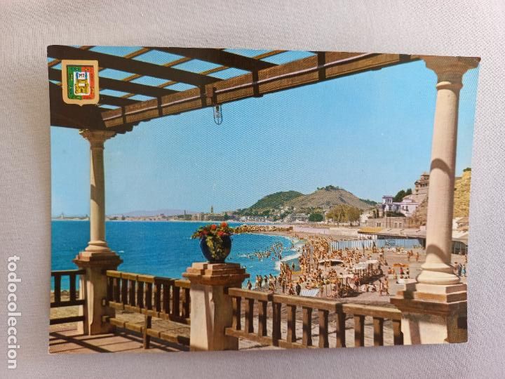 Postales: N&ordm; 5 MALAGA BA&Ntilde;OS DEL CARMEN. PLAYA. COSTA DEL SOL. EDICIONES FISA ESCUDO ORO A&Ntilde;OS 60/70 POSTAL S/C
