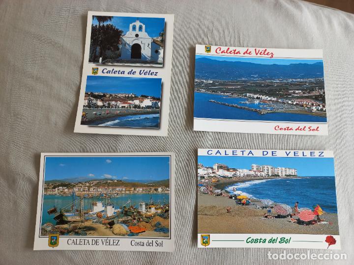 Postales: lote de 4 postales de CALETA DE VELEZ. MALAGA COSTA DEL SOL. EDICIONES FISA N&ordm; 27, 19, 18 Y 17. S/C