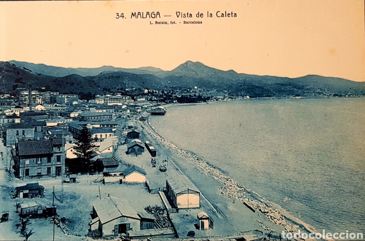 Postales: POSTAL MALAGA. VISTA CALETA. MALAGUETA. ESTACION FERROCARRILES SUBURBANOS.ROISIN 34. NO CIRCULADA