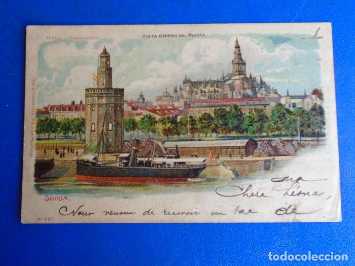 Postales: (PS-68430)POSTAL DE SEVILLA-VISTA GENERAL MUELLE.PABLO DUMMATZEN