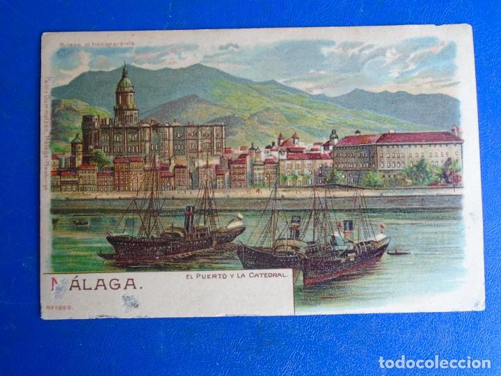 Postales: (PS-68432)POSTAL DE MALAGA-EL PUERTO Y LA CATEDRAL.PABLO DUMMATZEN