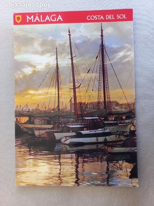 Postales: POSTAL N&ordm; 37. ATARDECER EN EL PUERTO. MALAGA. COSTA SOL. EDICIONES DOMINGUEZ FISA ESCUDO ORO. S/C