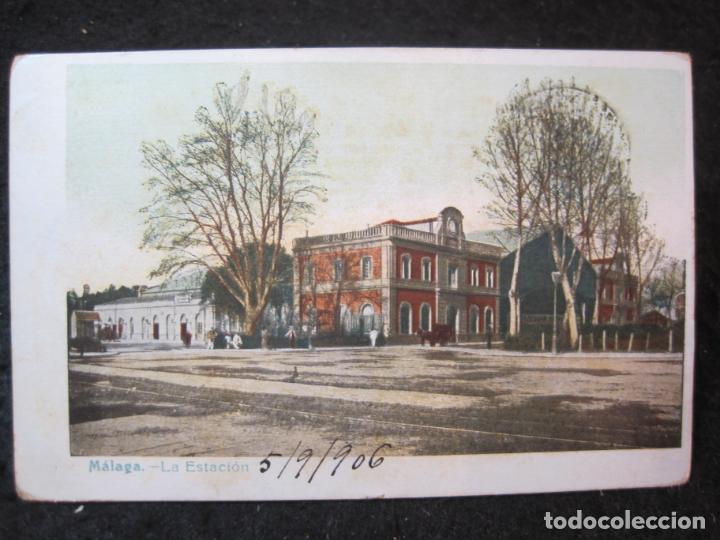 Postales: MALAGA-LA ESTACION FERROCARRIL-REVERSO SIN DIVIDIR-POSTAL ANTIGUA-(91.993)