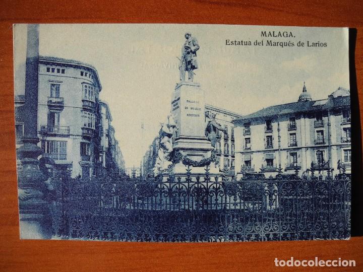 Postales: Malaga. Estatua del Marqu&eacute;s de Larios. Ed. Helios. Nueva.