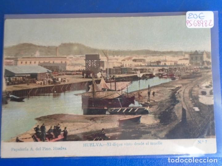 Postales: (PS-68982)POSTAL DE HUELVA-EL DIQUE VACIO DESDE EL MUELLE.PAPELERIA A.PINO
