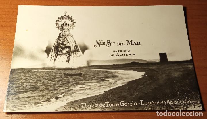 Postales: Ntra Sra del Mar patrona de Almeria.Playa de Torre Garcia-Lugar de la aparici&oacute;n