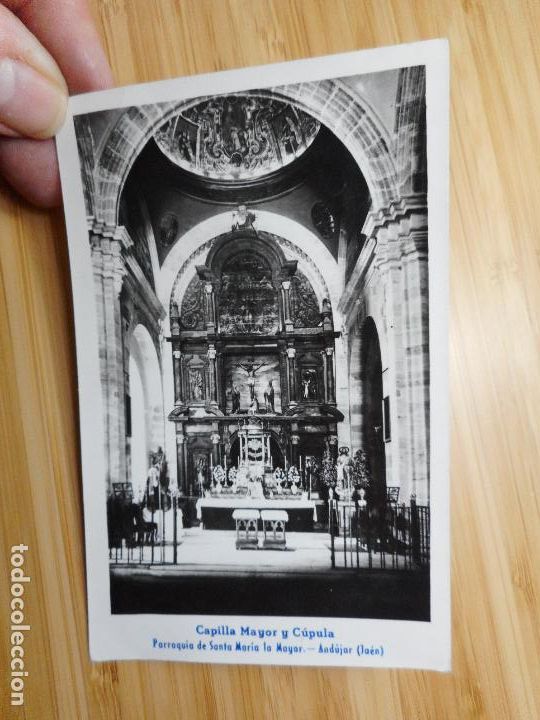Postales: ANTIGUA POSTAL FOTOGRAFICA CAPILLA Y CUPULA SANTA MARIA MAYOR ANDUJAR JAEN