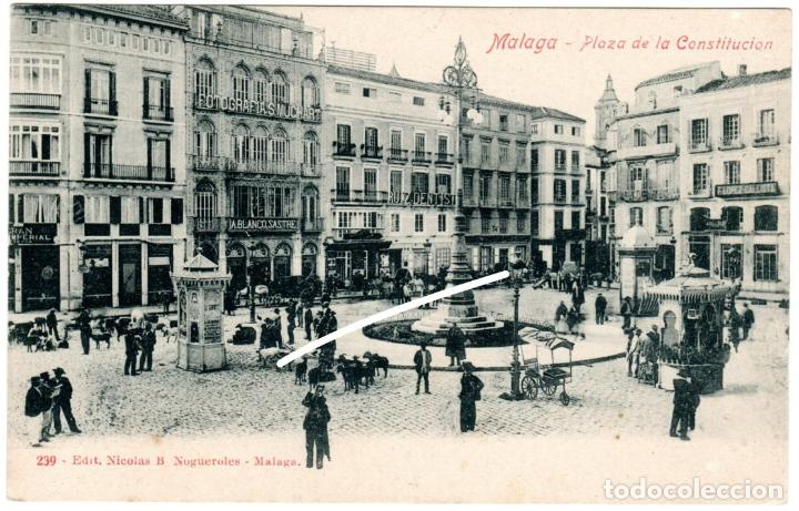 Postales: PRECIOSA POSTAL - MALAGA - PLAZA DE LA CONSTITUCION - EDIT. NICOLAS B. NOGUEROLES
