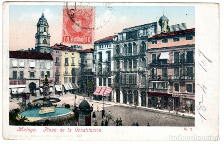 Postales: PRECIOSA POSTAL - MALAGA - PLAZA DE LA CONSTITUCION - PURGER & Co. MUNCHEN 1818 - Nr. 2