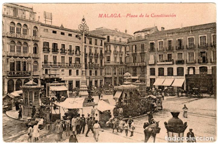 Postales: PRECIOSA POSTAL - MALAGA - PLAZA DE LA CONSTITUCION - EDICION FERRER ESCOBAR