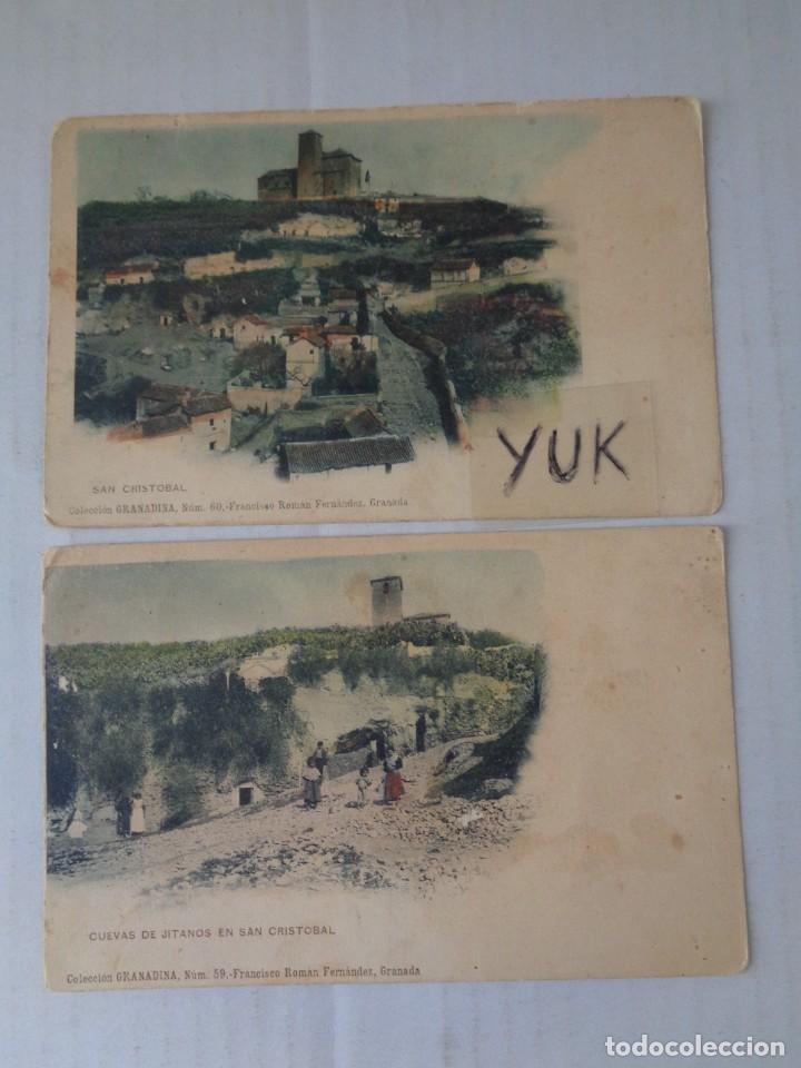 Postales: 2 POSTALES DE SAN CRISTOBAL Y CUEVAS DE GITANOS EN SAN CRISTOBAL -COLECCION GRANADINA-GRANADA