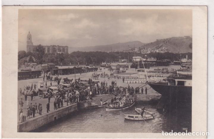 Postales: Postal fotográfica Málaga. Puerto. Editor Naviera alemana. Circulada.