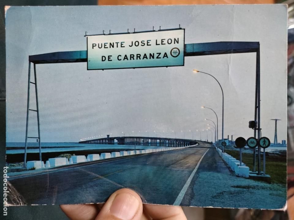 Postales: Postal CADIZ Puente Jos&eacute; Le&oacute;n de Carranza Nocturna N 74 ARRIBAS Escrita y Bellamente Sellada esquina