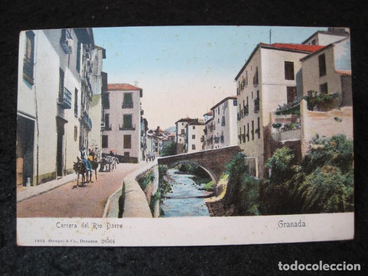 Postales: GRANADA-CARRERA DEL RIO DARRO-STENGEL & CO 28564-REVERSO SIN DIVIDIR-POSTAL ANTIGUA-(94.126)