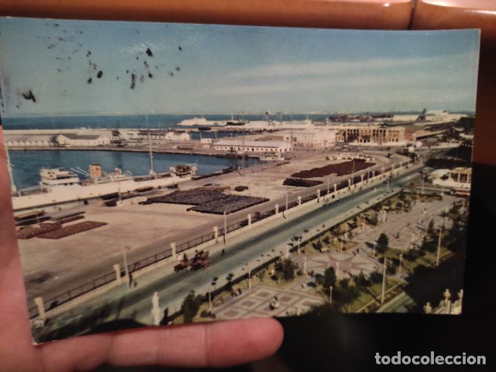 Postales: CADIZ PUERTO PASEO CANALEJAS ED CAMPA&Ntilde;&Aacute; FERRAN SERIE II 8808 CIRCULADA COLOREADA CARRETAS ANIMADA