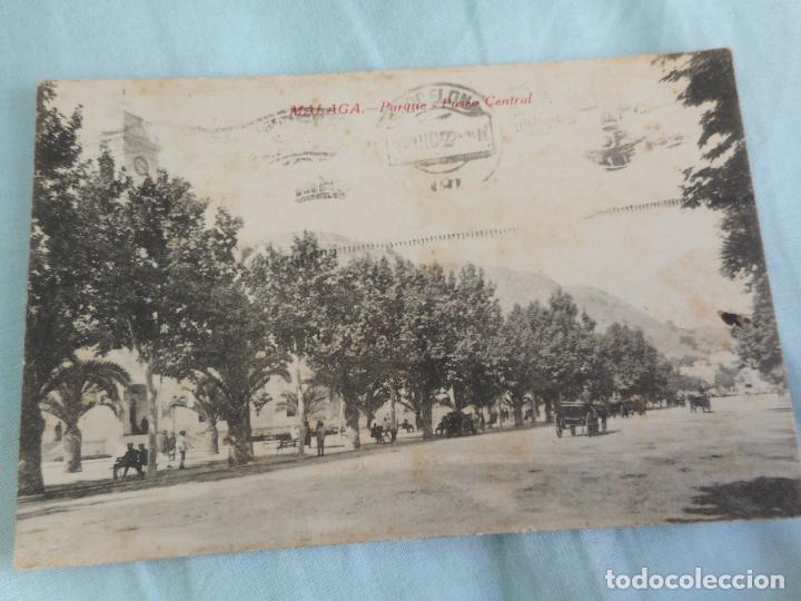 Postales: ANTIGUA POSTAL PARQUE PASEO CENTRAL MALAGA. RAFAEL TOVAL 1922